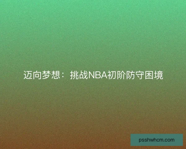 迈向梦想：挑战NBA初阶防守困境