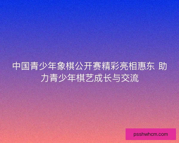 中国青少年象棋公开赛精彩亮相惠东 助力青少年棋艺成长与交流